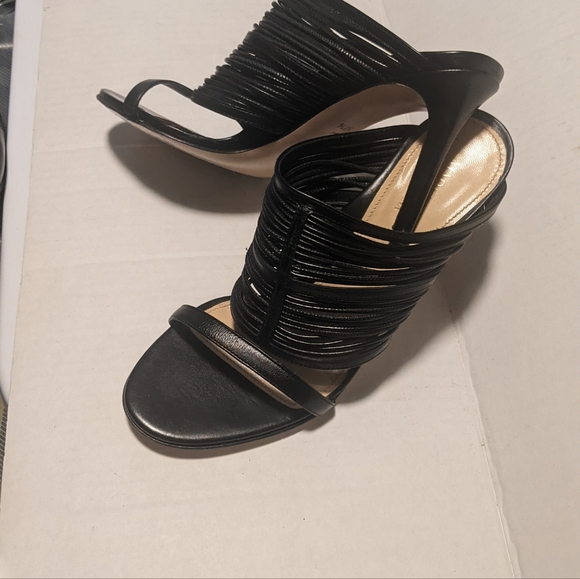 Marion Parke Strapy Slide Black Leather Heel Sandals 37.5 7 - Picture 7 of 8